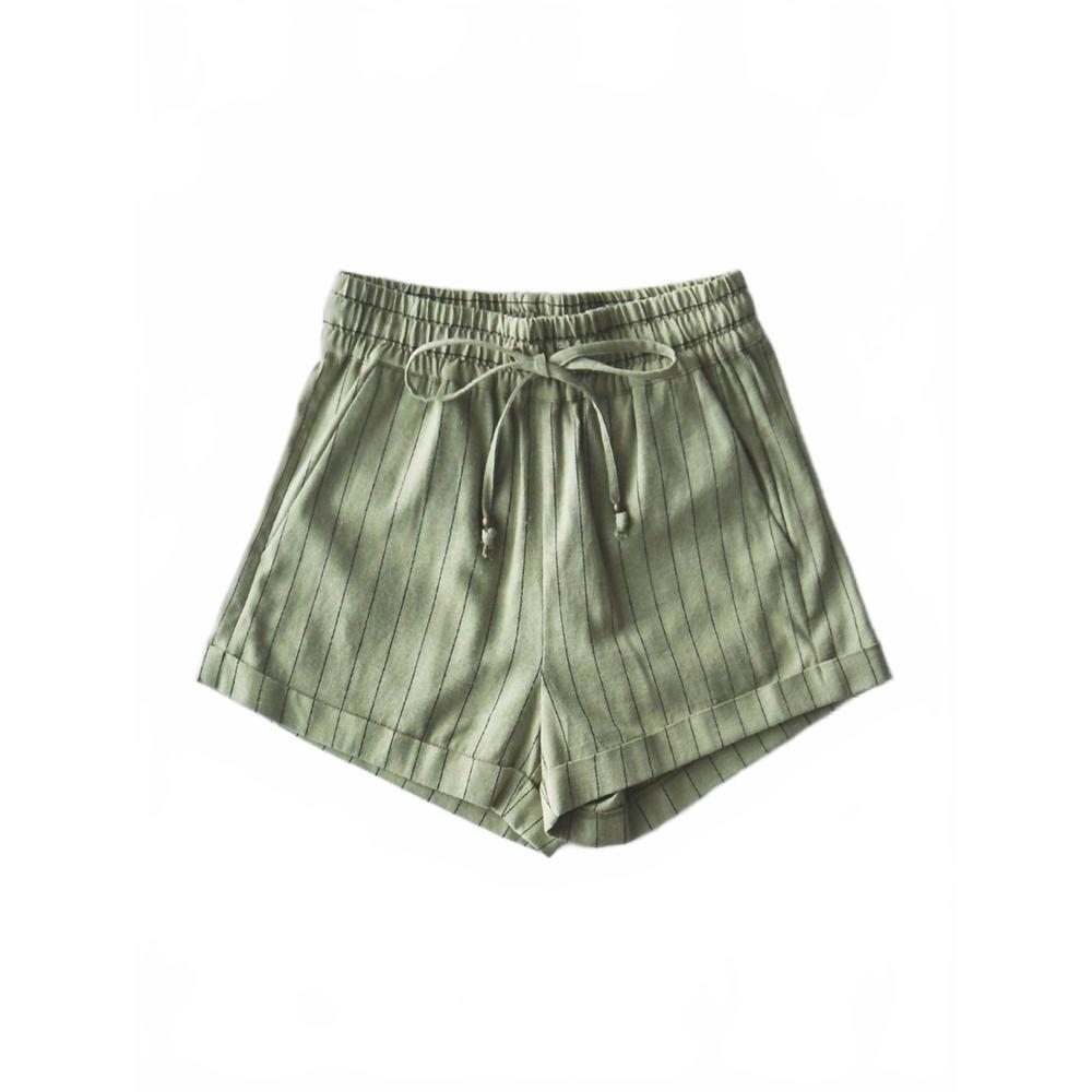 NEW TREND:NOTES women's striped linen short in olive